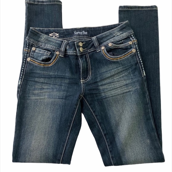 karma blue Denim - Karma Blue Distressed Stretch Jeans size 9